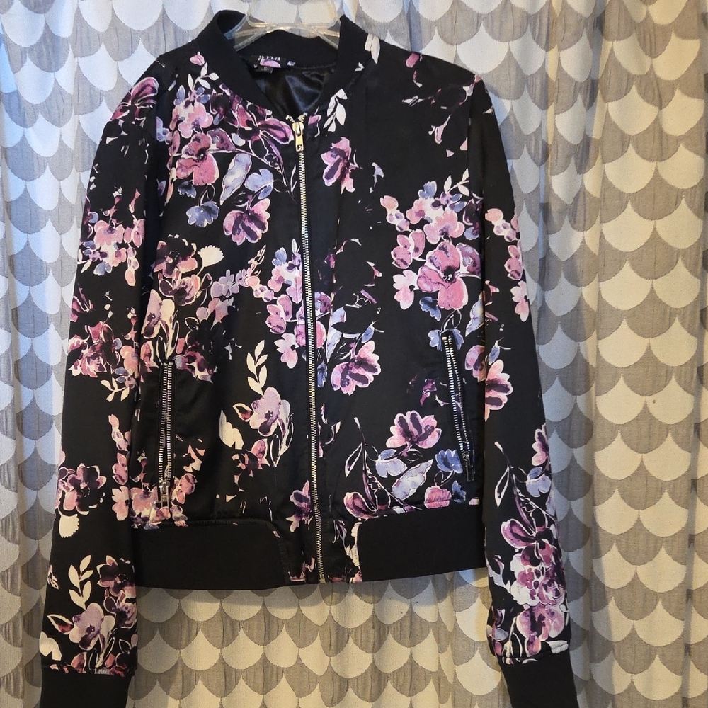 a.n.a Black and Purple Floral Bomber Jacket
